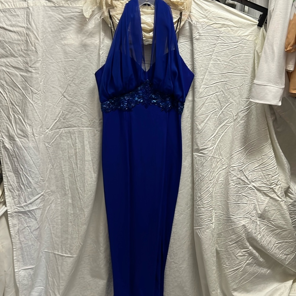 Dave & Johnny beaded dress, royal blue, 8